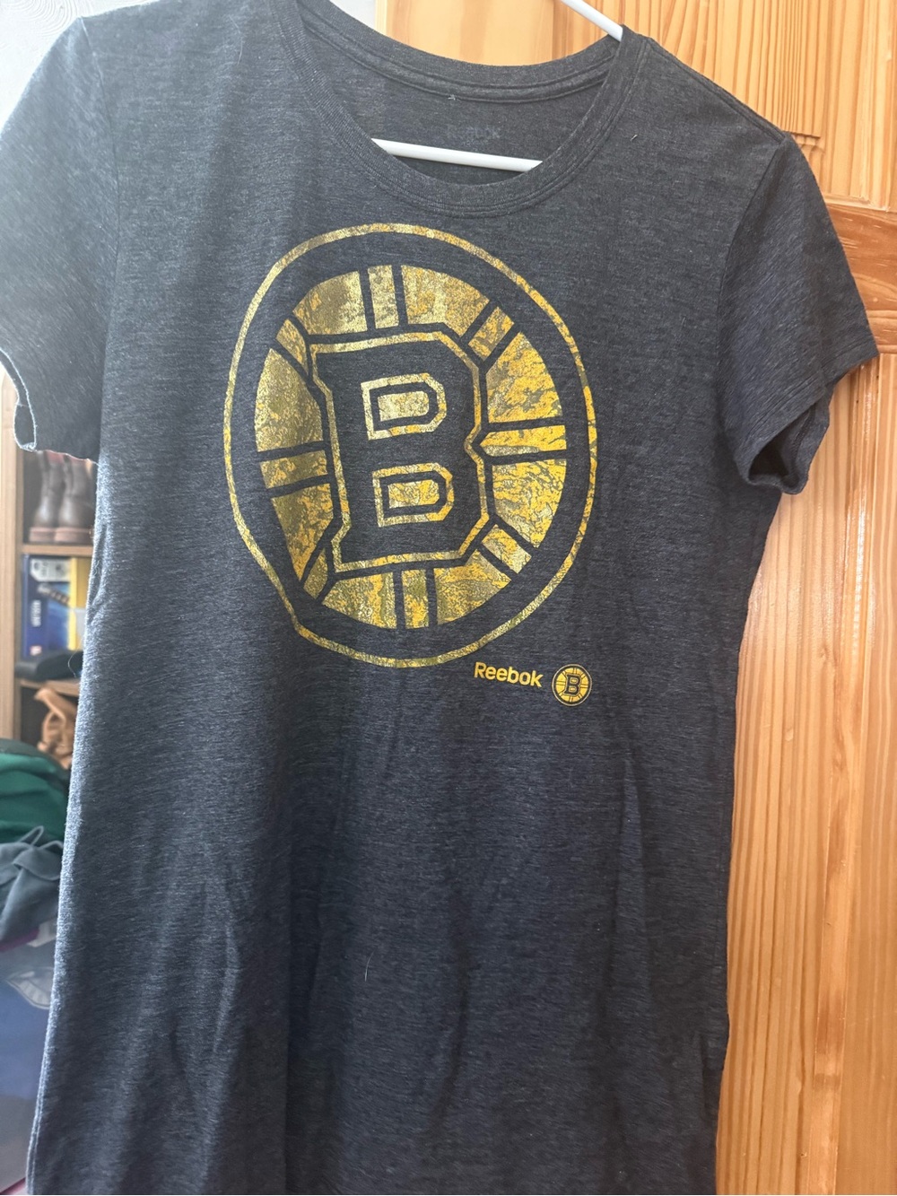 Reebok Charcoal Heather Tee with Gold Boston B Logo